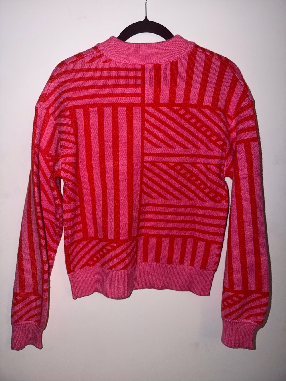 Pink & Red Geometric Crewneck Sweater - Women - Picture 5 of 7